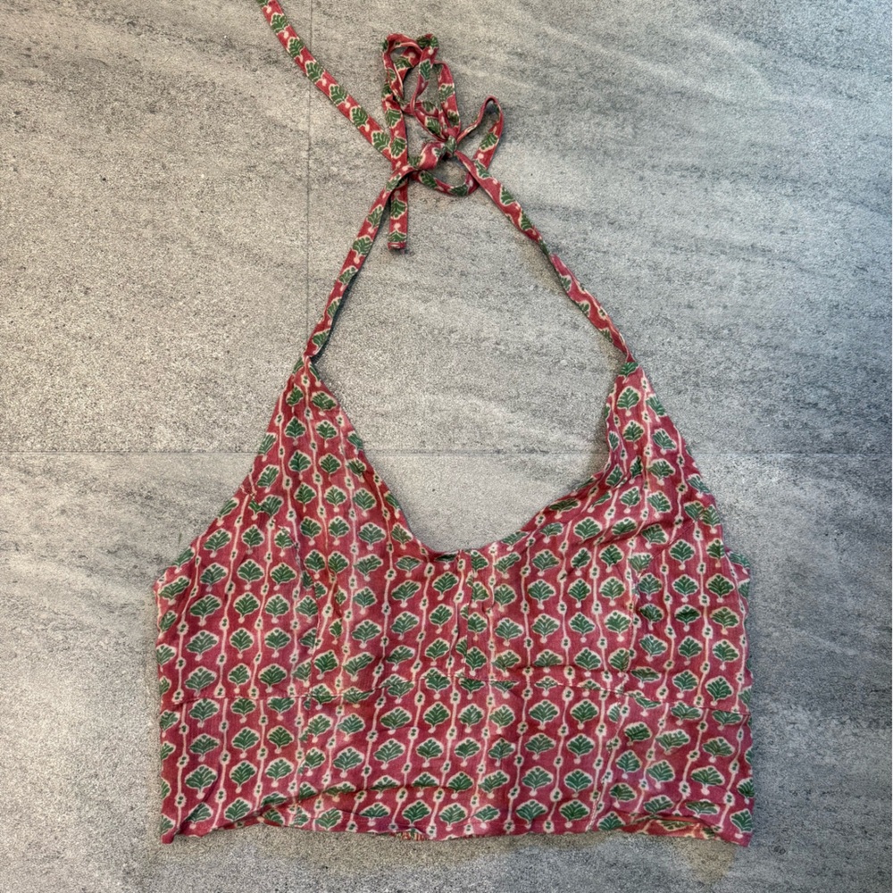 Free People Rae Halter Top-Rosewood Combo Boho Island